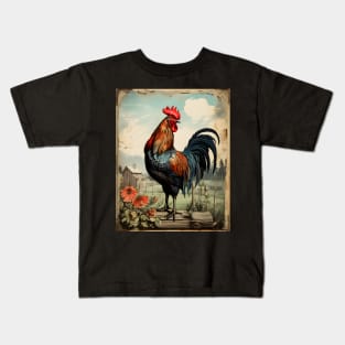 Beautiful Vintage Rooster Art | Classic Country Charm and Timeless Elegance Kids T-Shirt